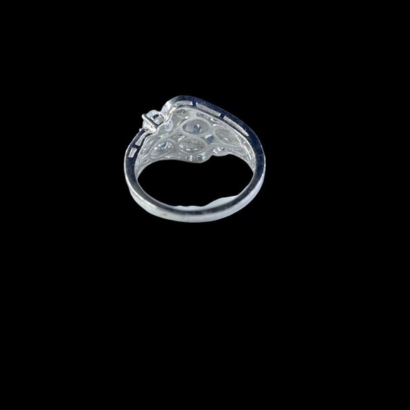 Silver STS CZ Wave Ring Statement Band Coquette Elegant Glam Sparkle Jewelry - Picture 6 of 7